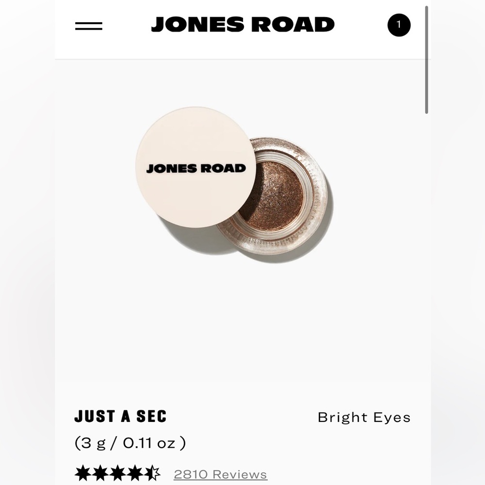 Jones Road Just a Sec eyeshadow. Cool Brown. New.